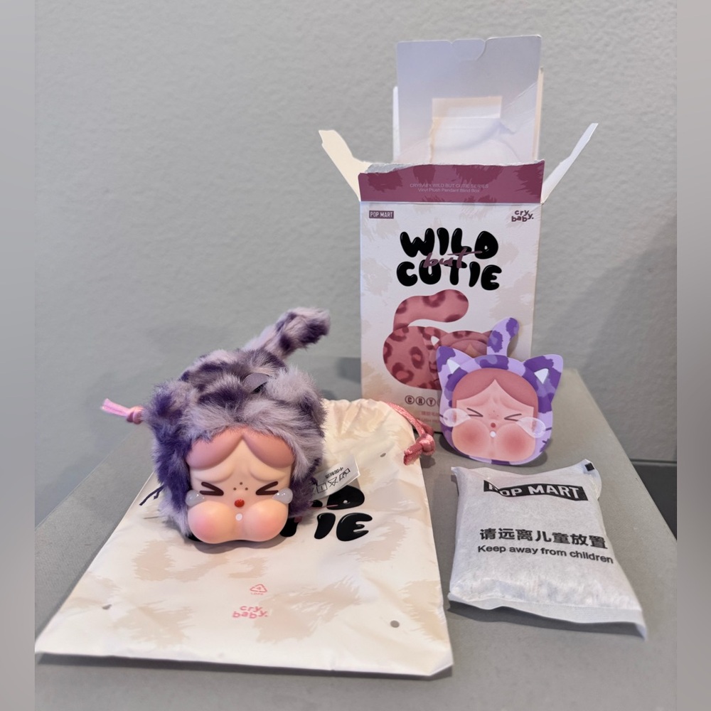 POP MART CRYBABY Wild but Cutie Series Vinyl Plush Pedant Blind Box - Neon Cutie